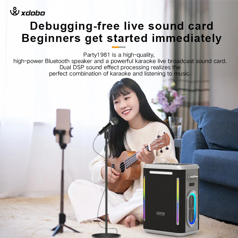 Xdobo Portable Speaker Wireless Microphone Loud Sound Effect Big Size Rgb Led Light Blue Tooth Speaker Dancing Singing Party Box My Store