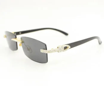 Elegant Rimless Luxury Optical Eyewear Gold Metal Natural Buffalo Horn Temple Eyeglasses for Women Formal Occasions