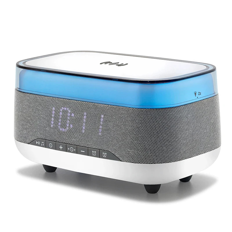 2025 New Multifunction Chargers RGB Led Night Light 15w Fast Wireless Charger Blue Tooth Music Speaker with Alarm Clock White Tidesmit