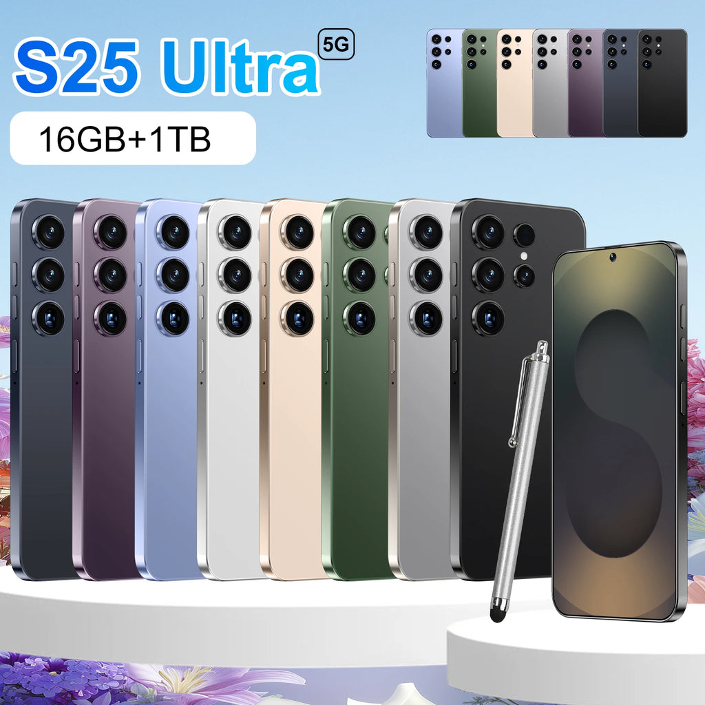 2026 S25 Ultra 7.3 inch 5G Android 16 smartphone with 108MP camera and 1TB storage, side view