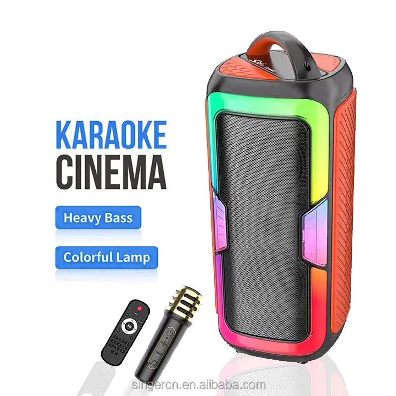 Bluetooth Speaker -JQS4407 Portable Dual 4 Inches Battery Powered Rechargeable USB AUX Party Bt Speaker with Optical Input Led Speakers