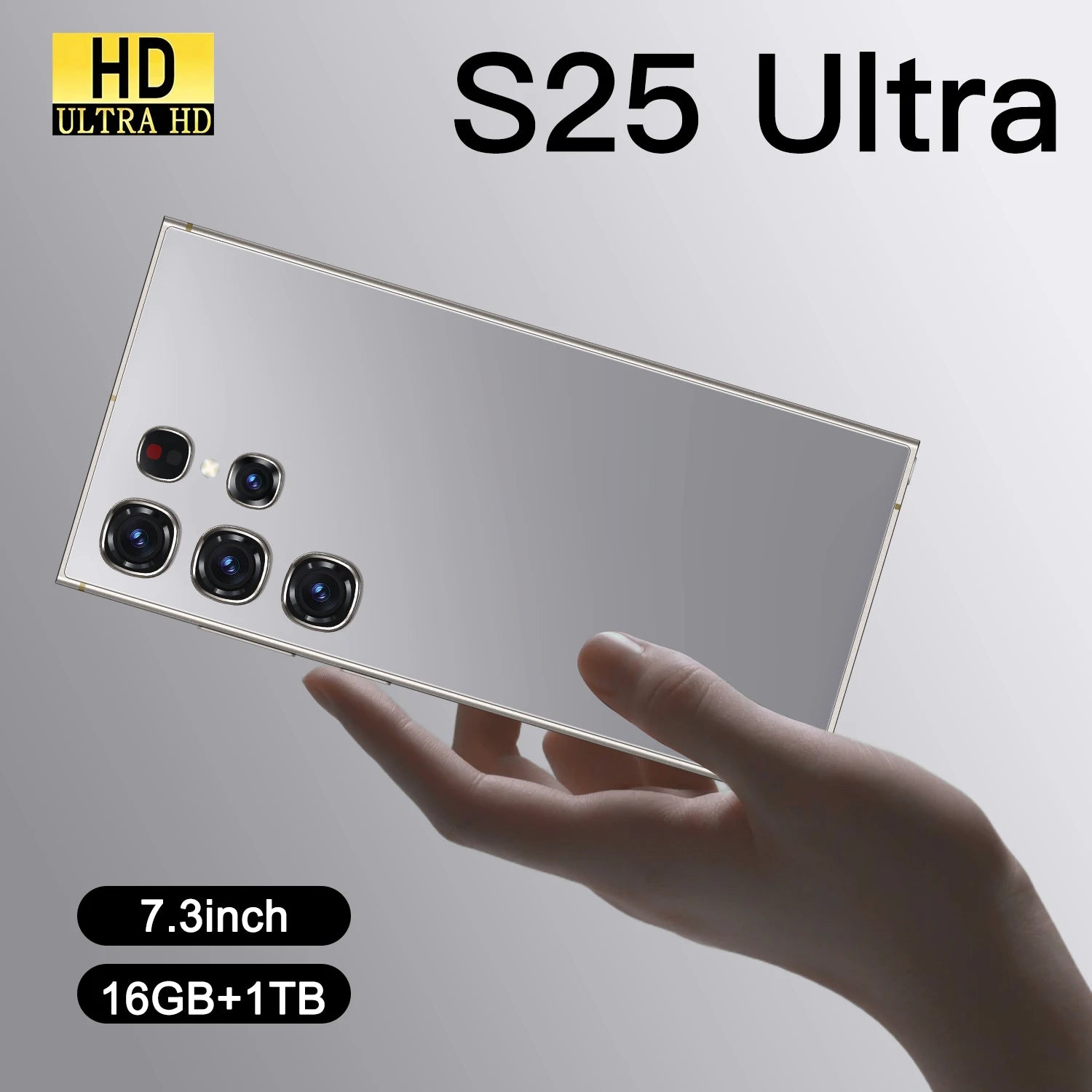 Tidesmit S25 Ultra 7.3 inch octa core smartphone with 108MP camera for gaming, available in global version.