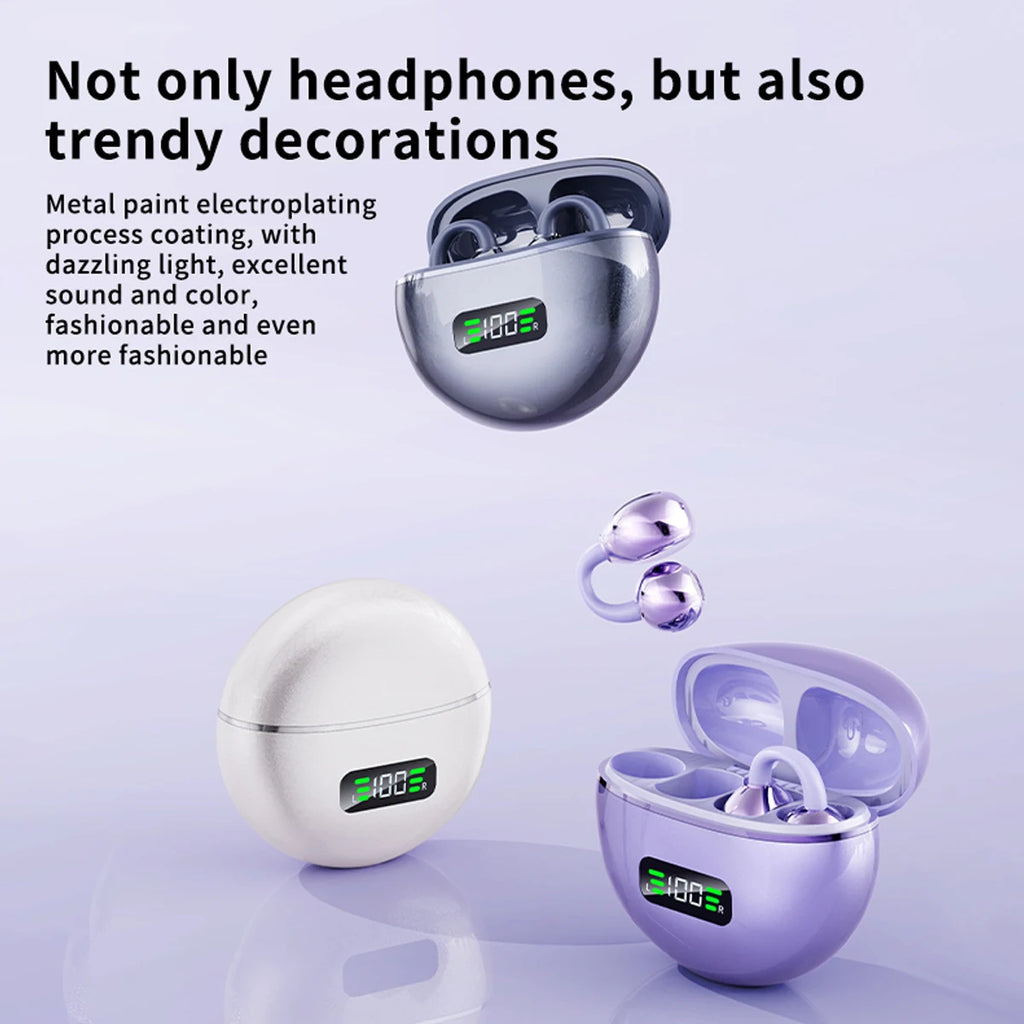 CM79 Fashion TWS Electroplated Clip-on Earring Sport Comfort Ear Buds Wireless BT Earphone Headphone for Gaming Running Tidesmit