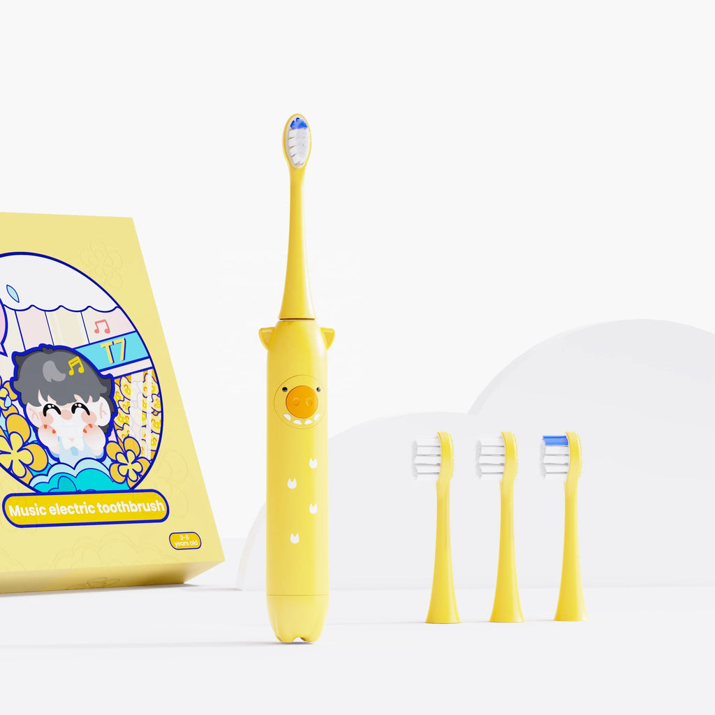 New Style Kids Music Sonic Electric Toothbrush for Children IPX8 3 Brushing Modes Timer Remember Yellow Tidesmit