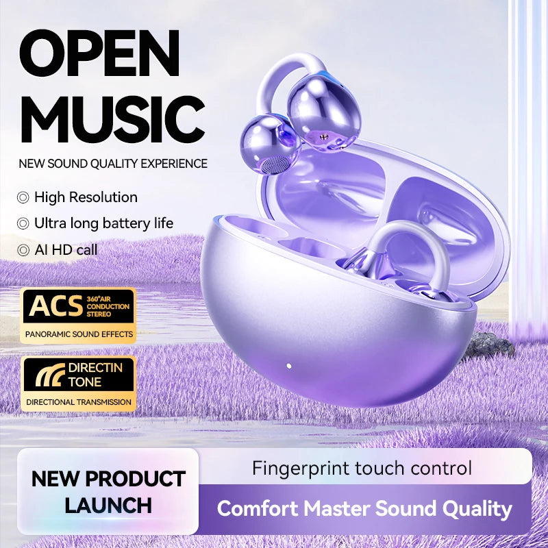 New OWS M91 Ear Clip Air Conduction Open Wireless Earbuds Hi-Res Sound Quality Earphones with AI HD Call and Noise Cancellation Tidesmit