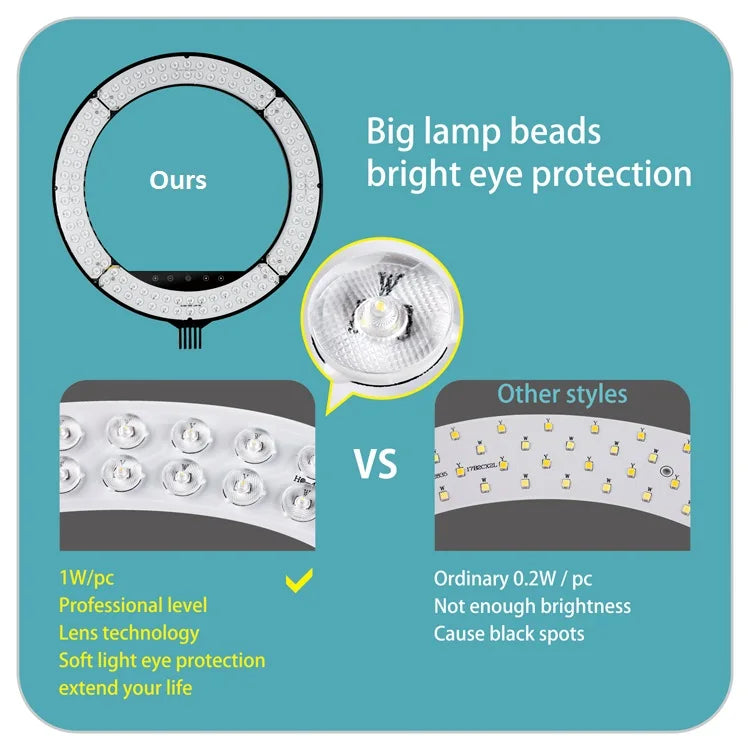 Super Brightness 21 22 Inch Dimmable Makeup Fill Lamp Live Stream Selfie Led Ring Light for Phone Youtube TikTok Video Tidesmit