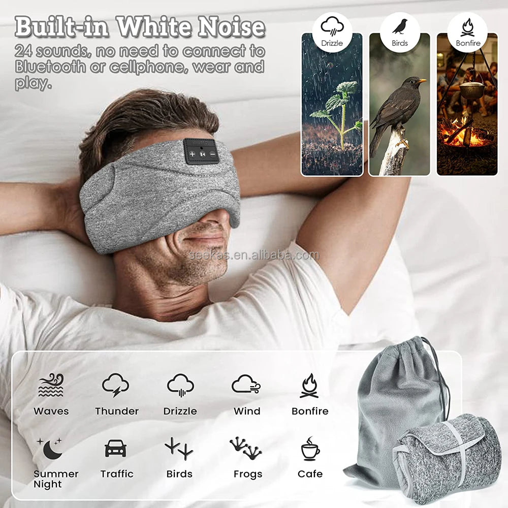 Bluetooth Sleep Mask With Thin Speakers Sleepmask With V5.2 Wireless Headphones 35 Hours Playtime For Side Sleeper Drop Shipping Tidesmit