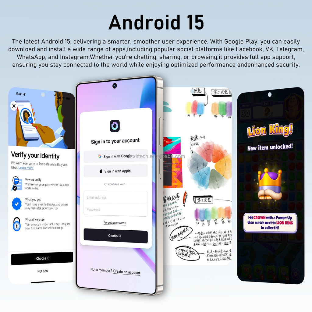 5G Smartphone 1TB 16GB RAM - Android 15 Dual SIM Gold Tidesmit