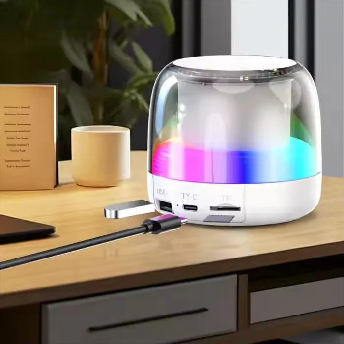 Portable Mini Bt5.3 Wireless Speaker Type-c Charging Rgb Outdoor Music Speaker Support Tf Card White plastic None My Store