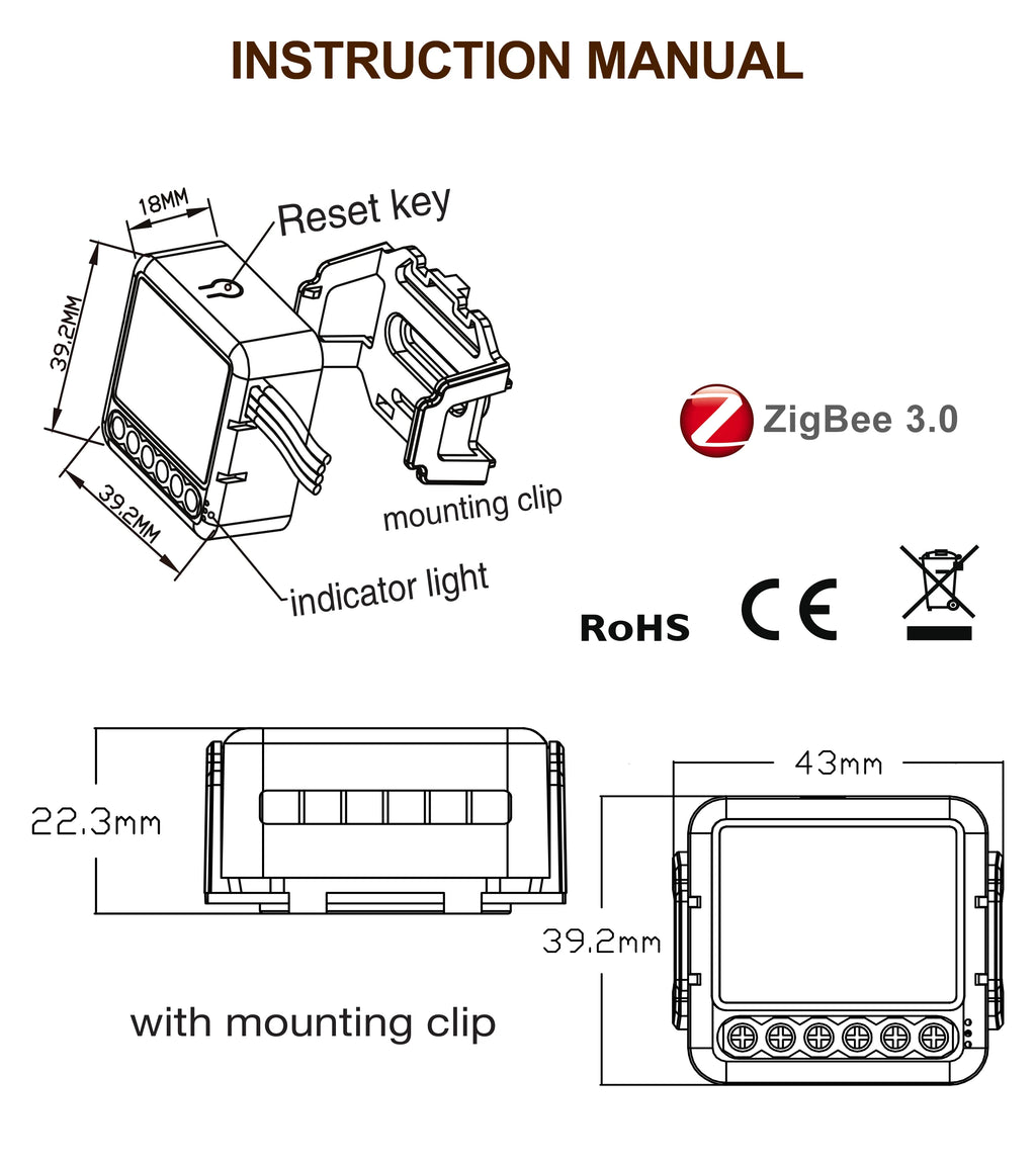 GIRIER Tuya ZigBee 3.0 Switch Module 10A Smart Home DIY Breaker 1 2 3 4 Gang Supports 2 Way Control Works with Alexa Google Home