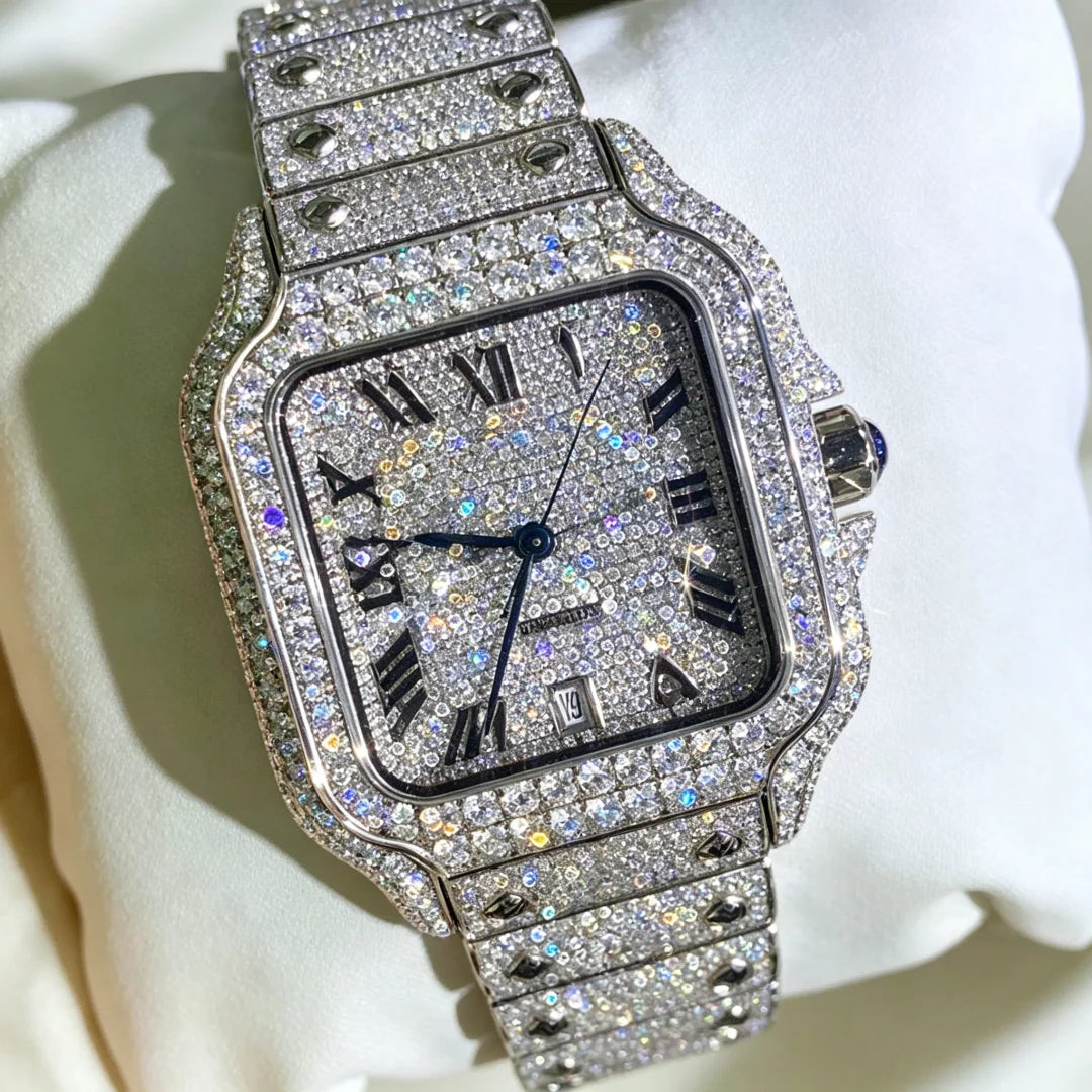 High-grade Waterproof Men's Watches Fully Encrusted Moissanite Watches pass diamond tester Luxury High-end Jewelry Watches