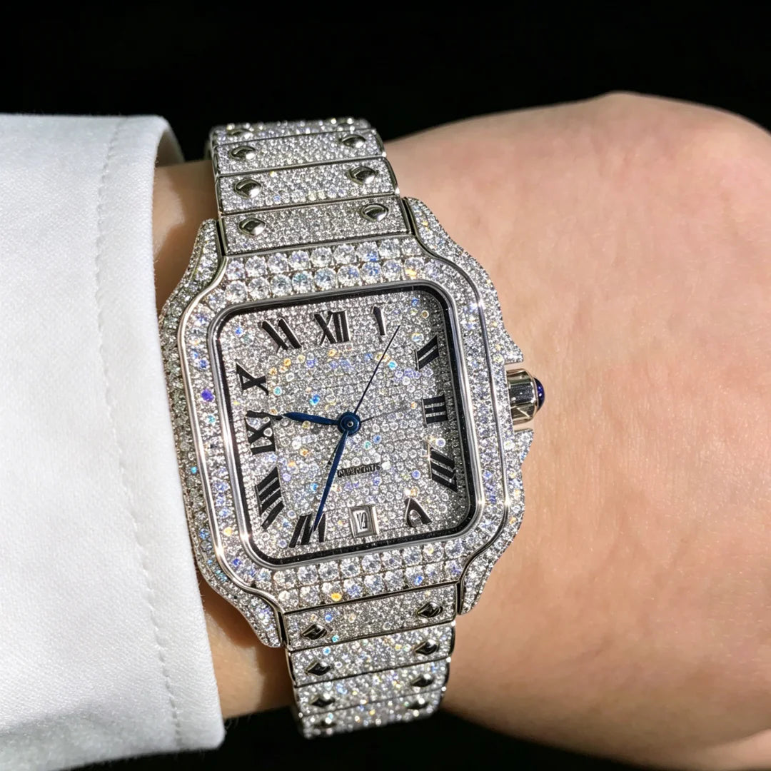 High-grade Waterproof Men's Watches Fully Encrusted Moissanite Watches pass diamond tester Luxury High-end Jewelry Watches
