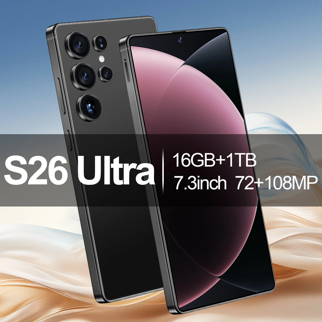 New Unlocked S26 Ultra 5G Smartphone with 16GB RAM 1TB Storage 7.3 Inch HD Display and 108MP Pro Camera