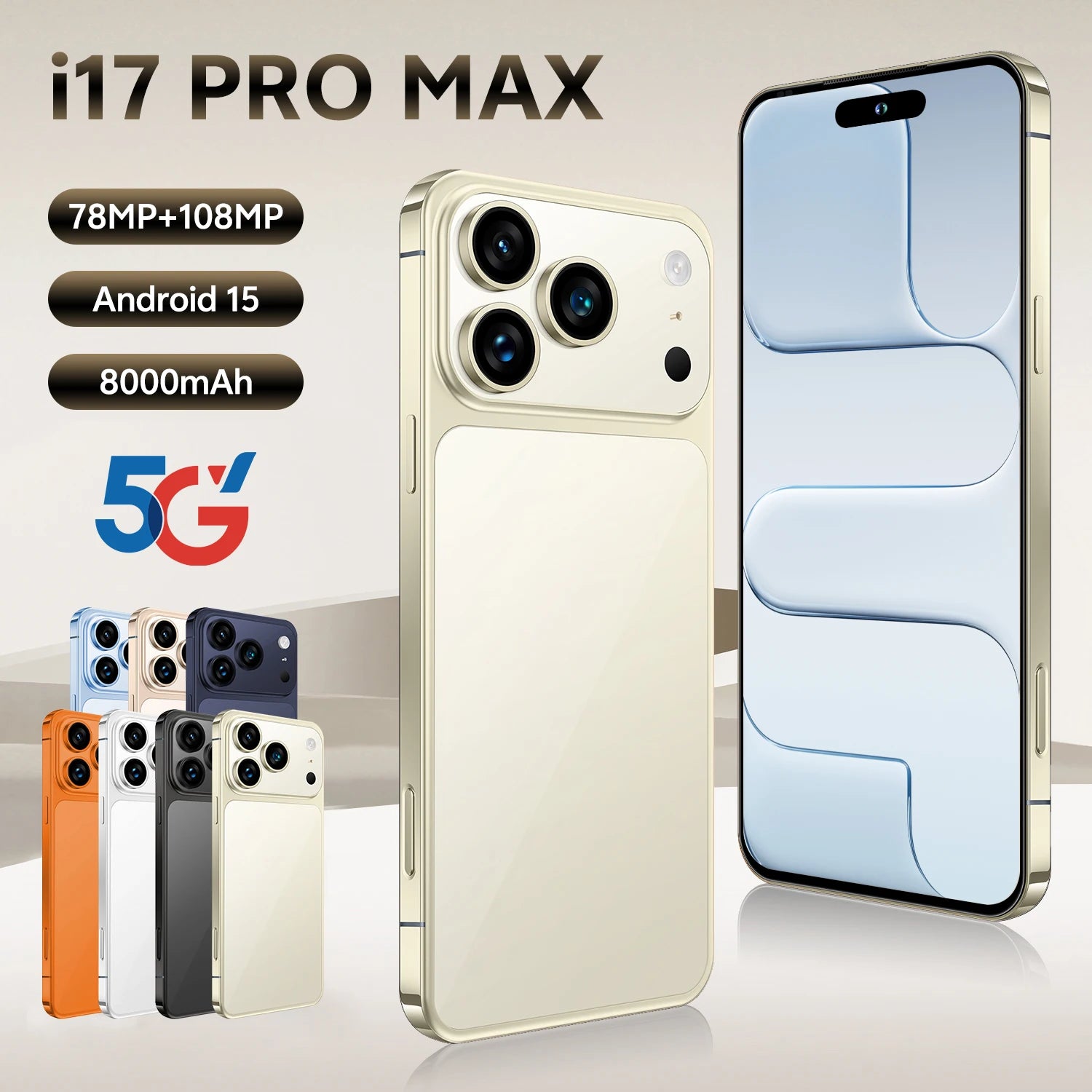 I17 Pro Max 5G Smartphone 1TB 16GB RAM AMOLED Display Tidesmit