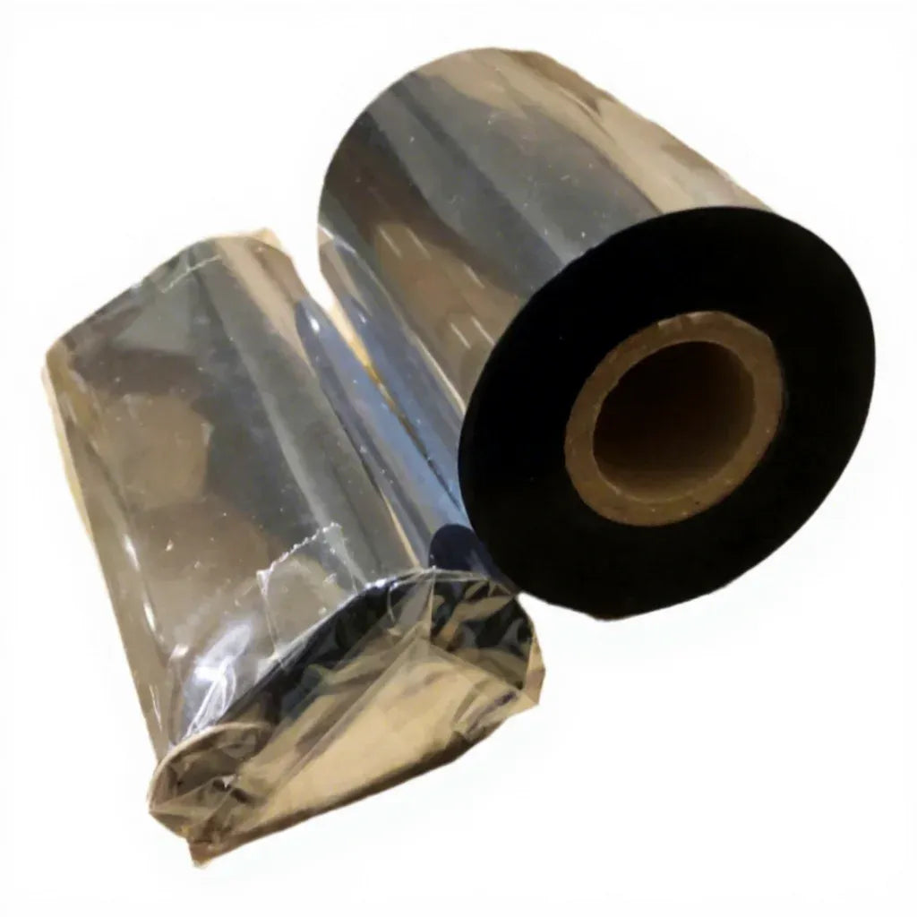Black resin wax thermal transfer ribbon roll with plastic wrap
