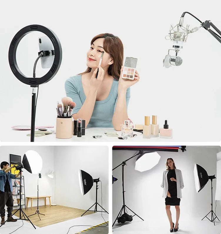 10-Inch LED Ring Light with Adjustable Tripod Stand for Content Creation Tidesmit
