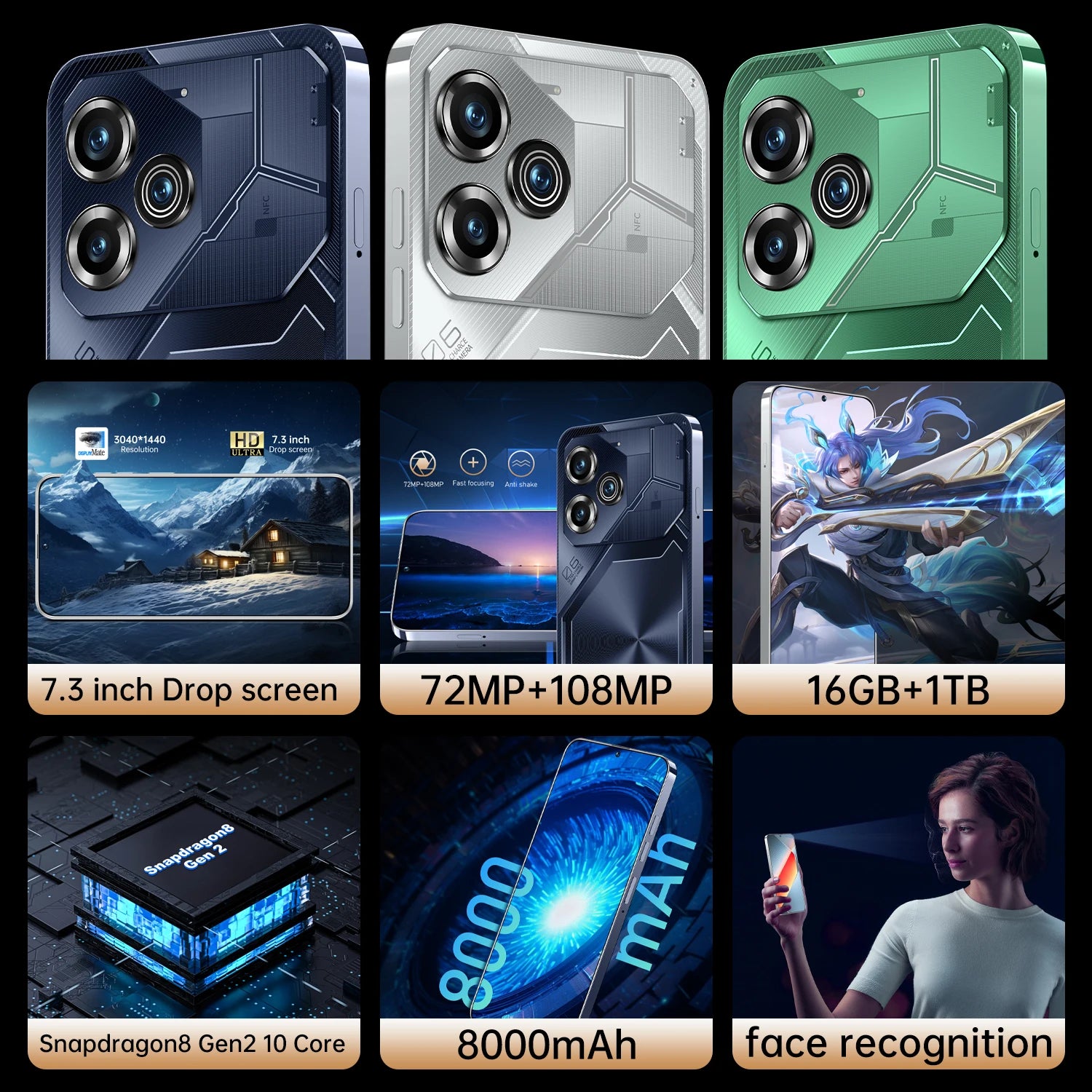 Pova 6 Pro 5G Smartphone - 16GB RAM, 1TB Storage - Silver Tidesmit