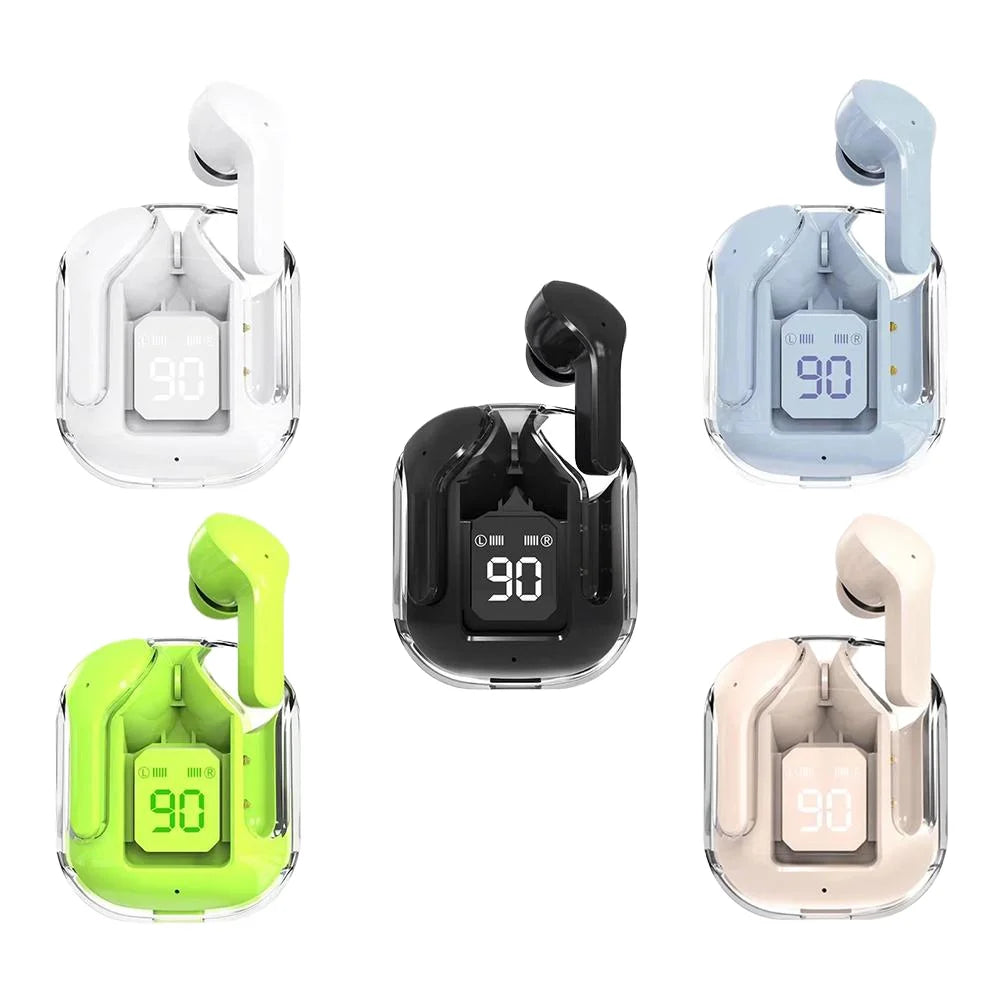 BT5.3 TWS Crystal Clear True Wireless Stereo Earbuds with Mic LED Display In-Ear Style Type-C Connectors for iPhone Gaming Tidesmit