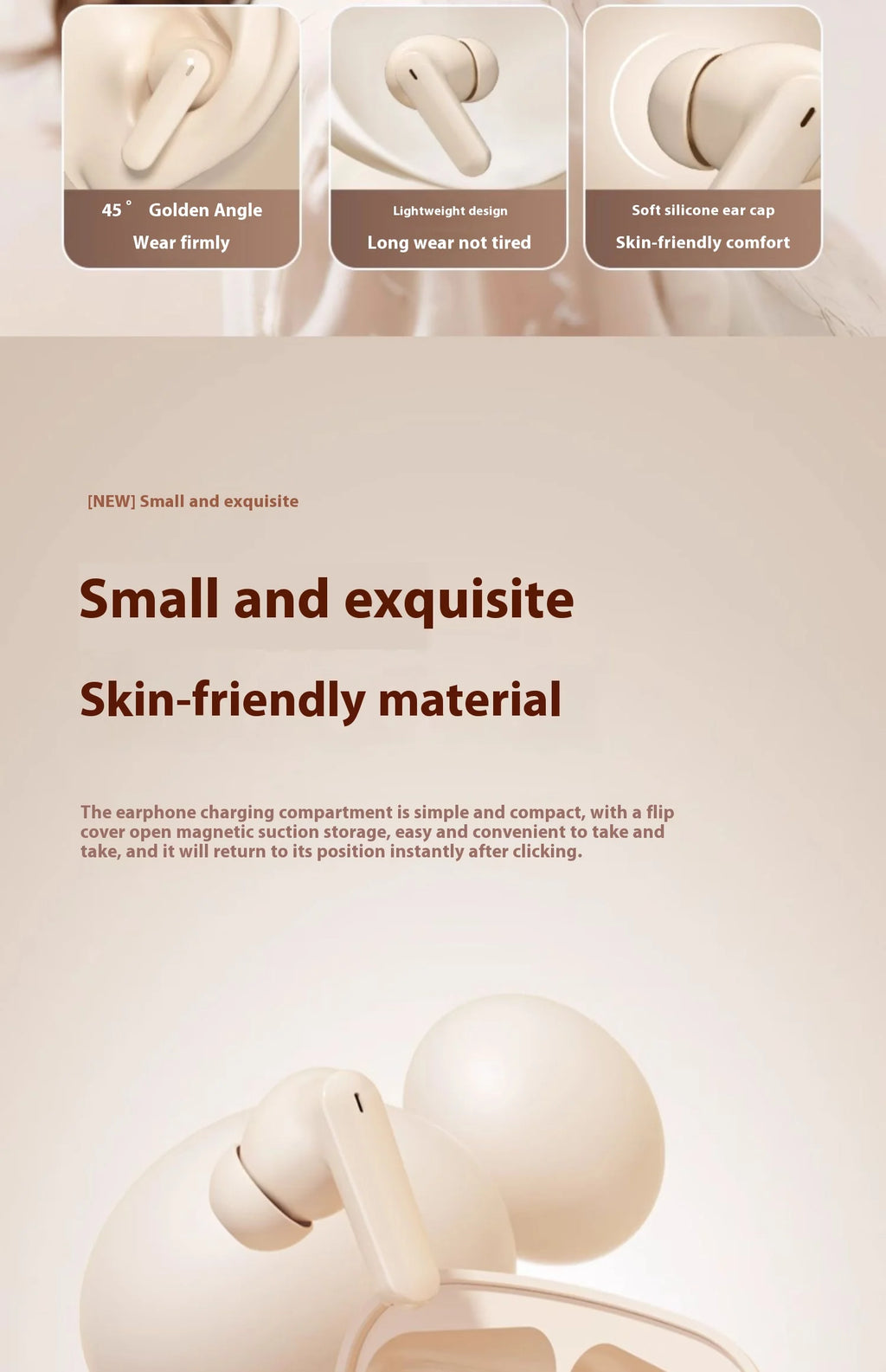 For Bluetooth In-Ear Headset LED Battery Wireless Noise Reduction Long Endurance High Sound Quality for Sports Running Tidesmit