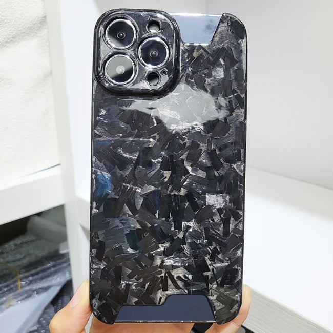 100% Real Carbon Fibre Irregular Shape Phone Cases for Iphone 15 Black Cool Special Iphone Phone Case Custom forged black shinyc OPP Bag Tidesmit