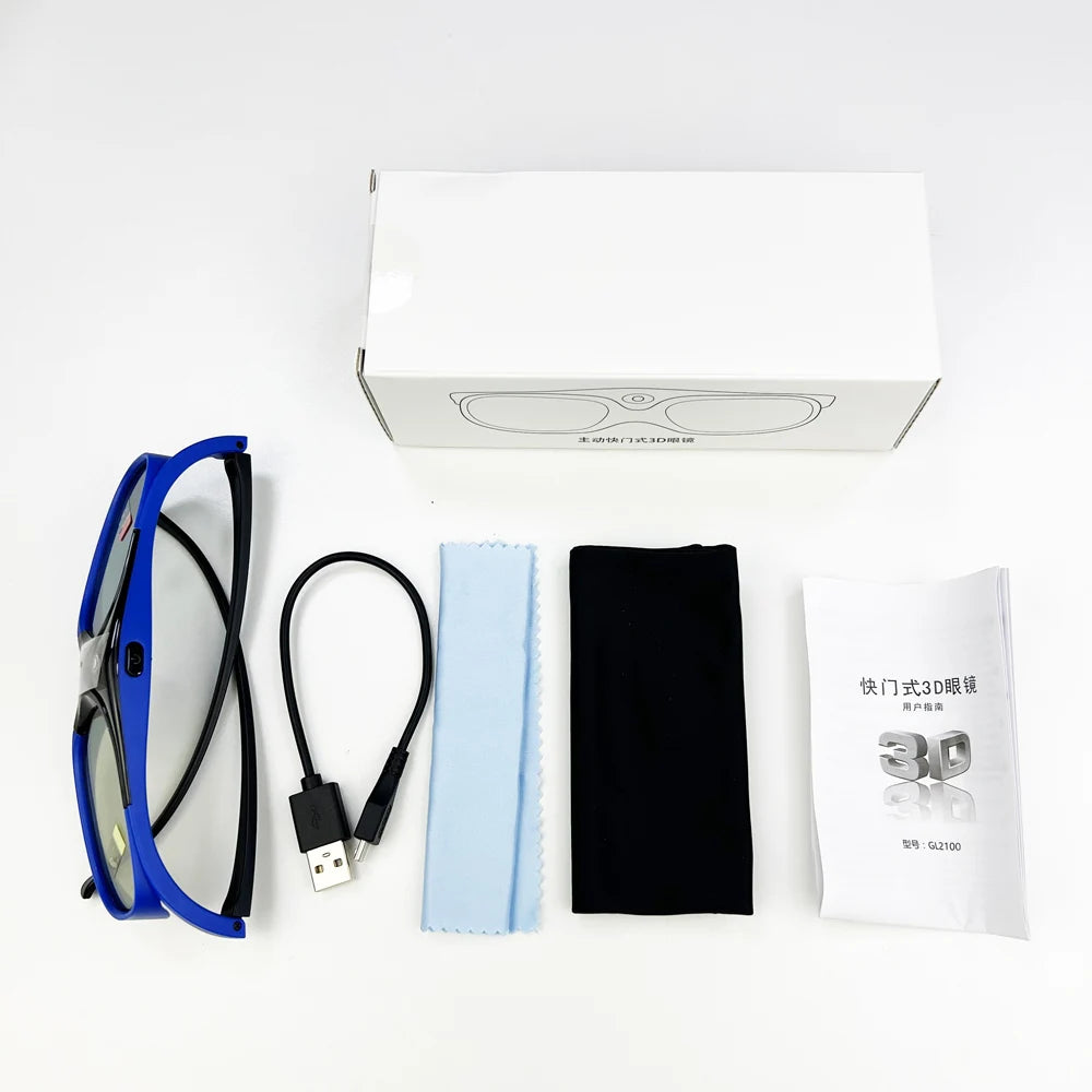 DLP 3D Glasses 144Hz Rechargeable 3D Active Shutter Glasses for All DLP-Link 3D Projectors Compatible with BenQ Tidesmit