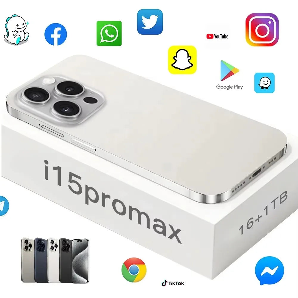 Unlocked Phone 15 Pro Max 8GB+512GB Dual Sim Card 4G 5G Smartphone 6.8 Inch OLED Screen I 15 Phone 15 Pro Max Smart Phone logo - Tidesmit