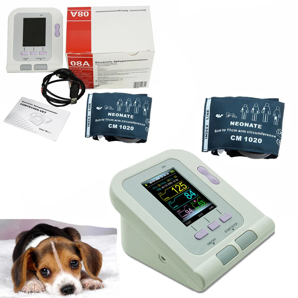 CONTEC 08A-VET Blood Pressure Monitor Portable Veterinary Digital Animal Electronic Sphygmomanomete PR Pulse Tester 6-11cm Cuff
