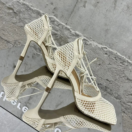 2026 Cute Party Club Hollow Out Mesh Luxury Heeled Sandals High Heels Shoes for Women