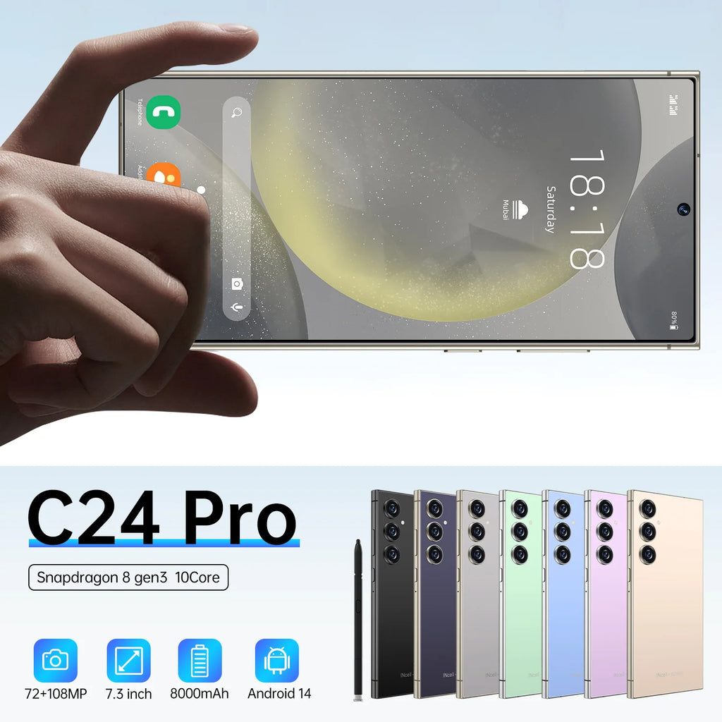 2025 Brand New S25 Ultra C24 I16 Pro Max 16GB+1TB 5G Smart Phone 7.3-Inch 48MP+108MP Android 5G Gaming Smartphone - Tidesmit