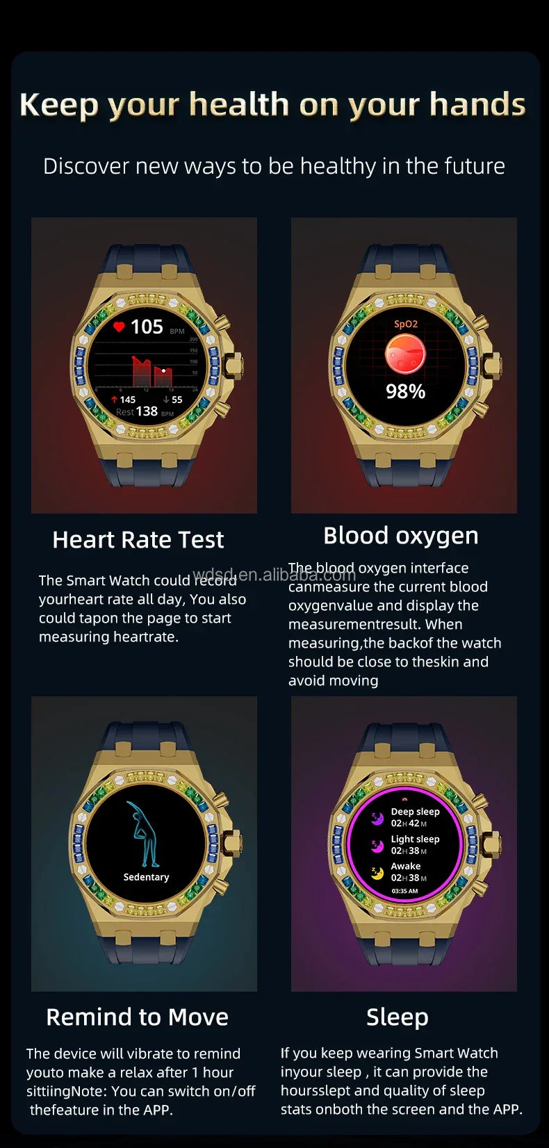 Wedtserha Classic Men's Business Smart Watch BT Call GPS Navigation Heart Rate Monitor Sports Fitness Tracker for AW47 - Tidesmit