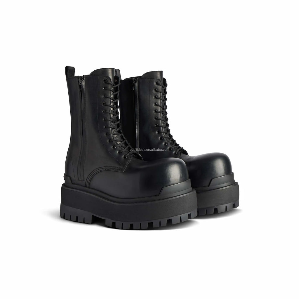 Exaggerated Sole 80mm Platform Height Extra Round Toe Worn-out Winter Luxury Leather Unisex Women Men Snow Boots Men Giant Boot