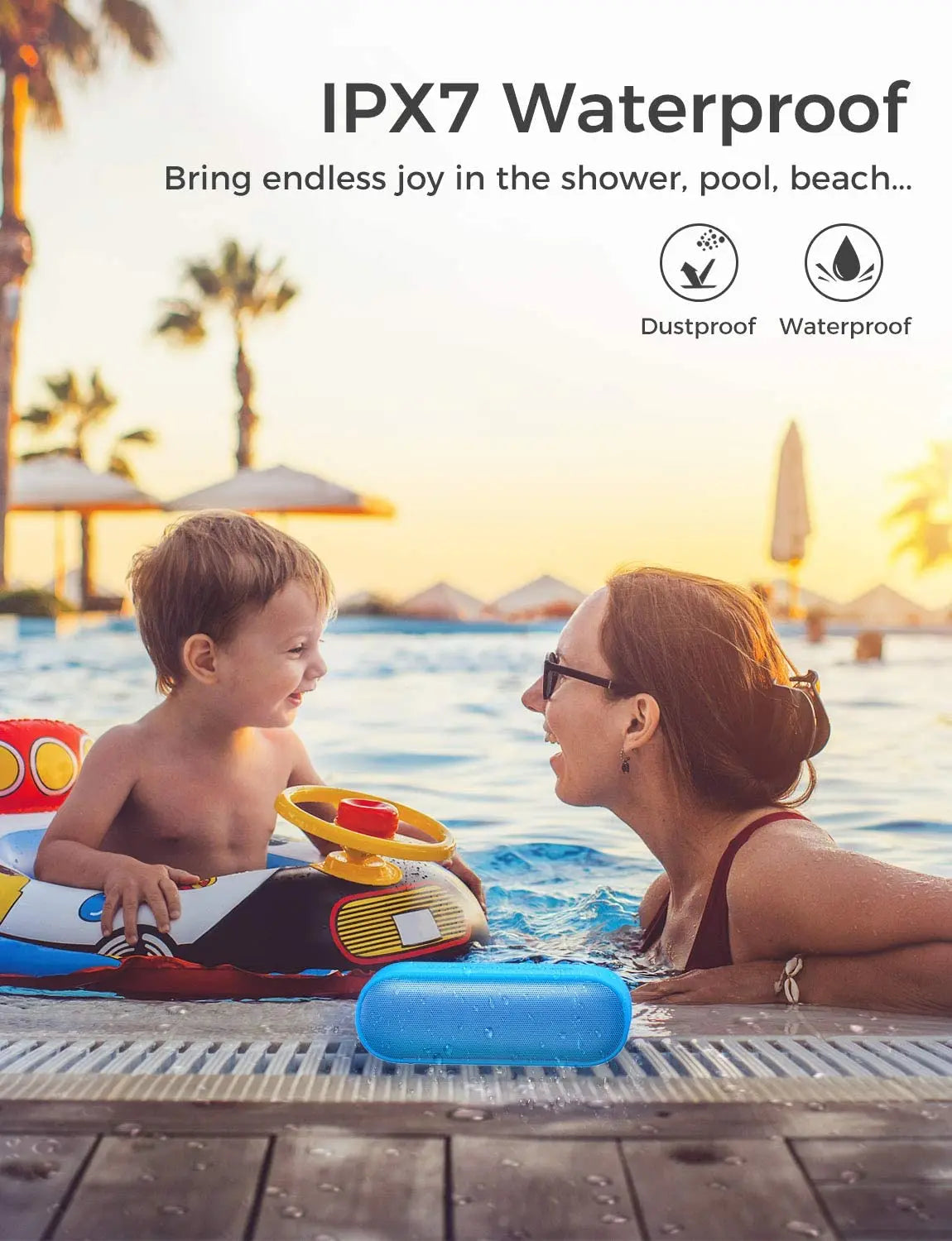 LENRUE A15 Portable Bluetooth Speaker IPX7 Waterproof 20W Stereo Sound 20H Playtime Built-in Mic Outdoor Bluetooth Speaker Blue My Store