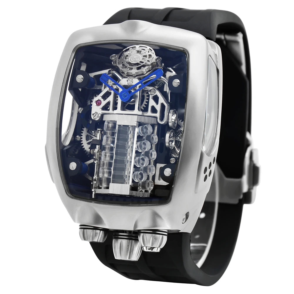 High-End Japanese Automatic Movement Watch Eco-Friendly Silicone Band with Stainless Steel Case Watch