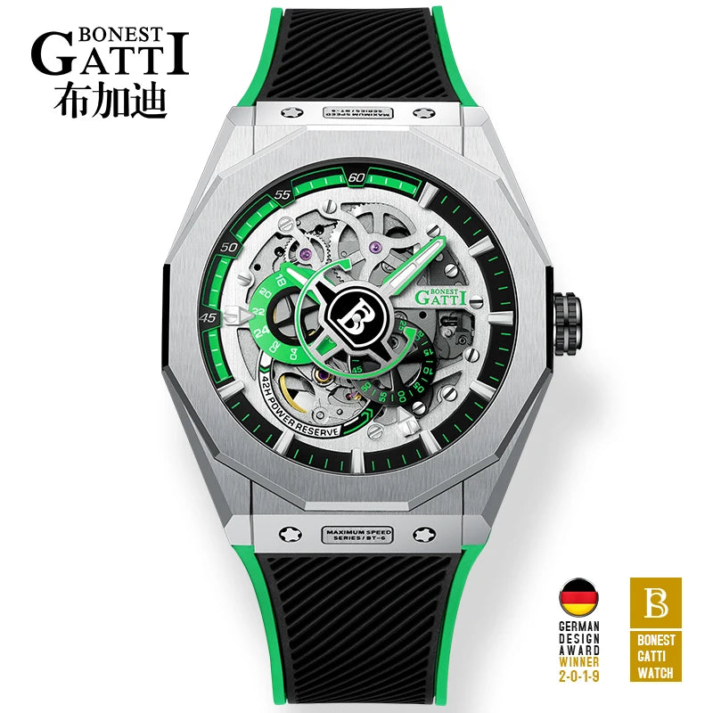 BONEST GATTI  Hot Sale Japan Citizen Movement Men Fashion Sport Automatic Mechanical Watch