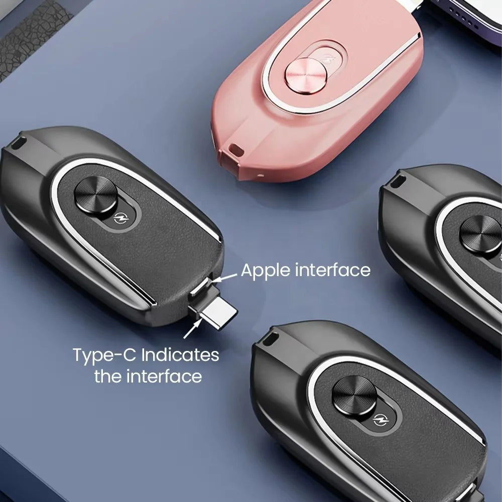 Mini Portable Cellphone Charger Backup Keychain USB Type C Fast Charging Power Bank Key Pods Tidesmit