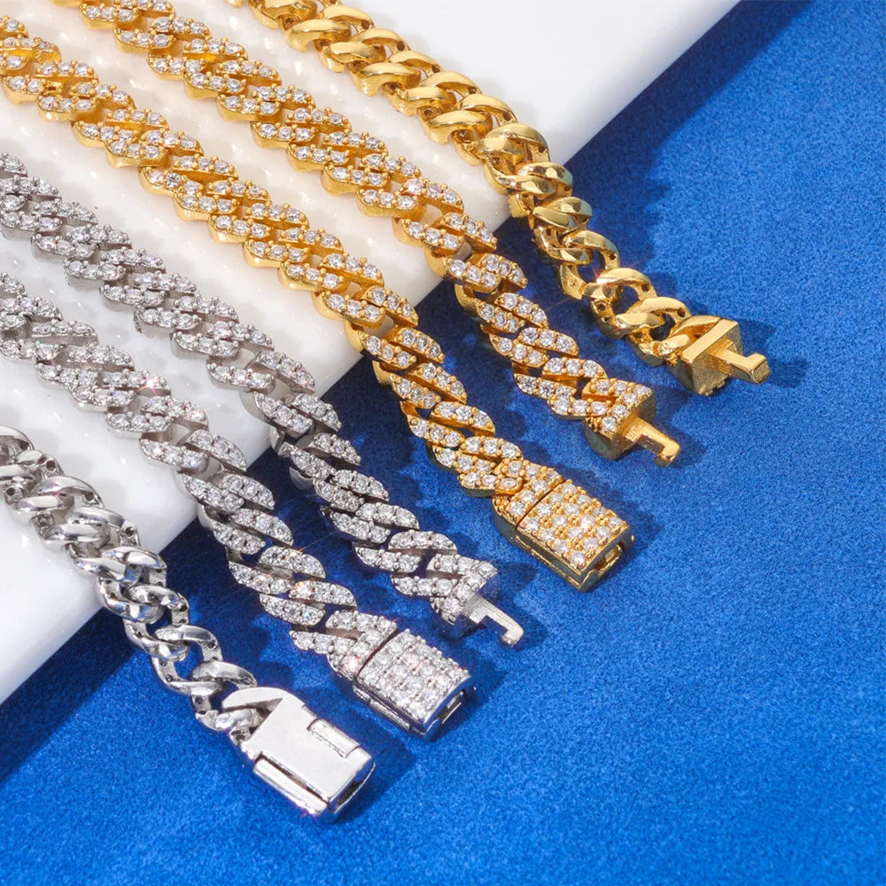 Hot Selling Pass Diamond Tester 5mm Two Rows Pass Diamond Tester Iced Out Hip Hop VVS1 Moissanite Cuban Link Chain Necklace