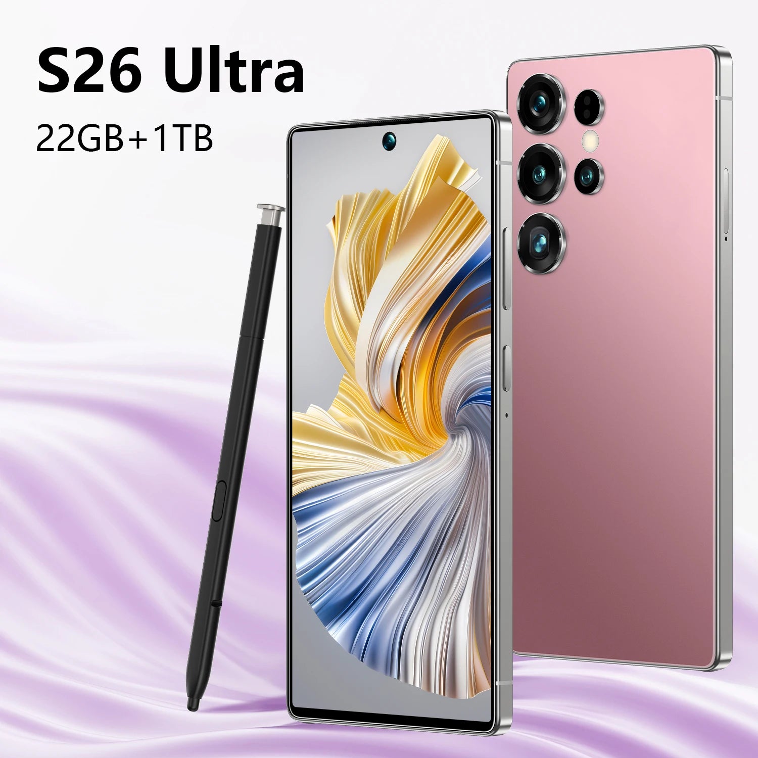 S26 Ultra smartphone featuring 7.3 inch screen 22GB RAM 1TB storage and 5G connectivity viewed from angle 8