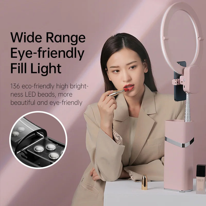 Hot yy-1 pink selfish phone small ring tiktok light photo and video production battery powered ring light 360 photo studio Tidesmit