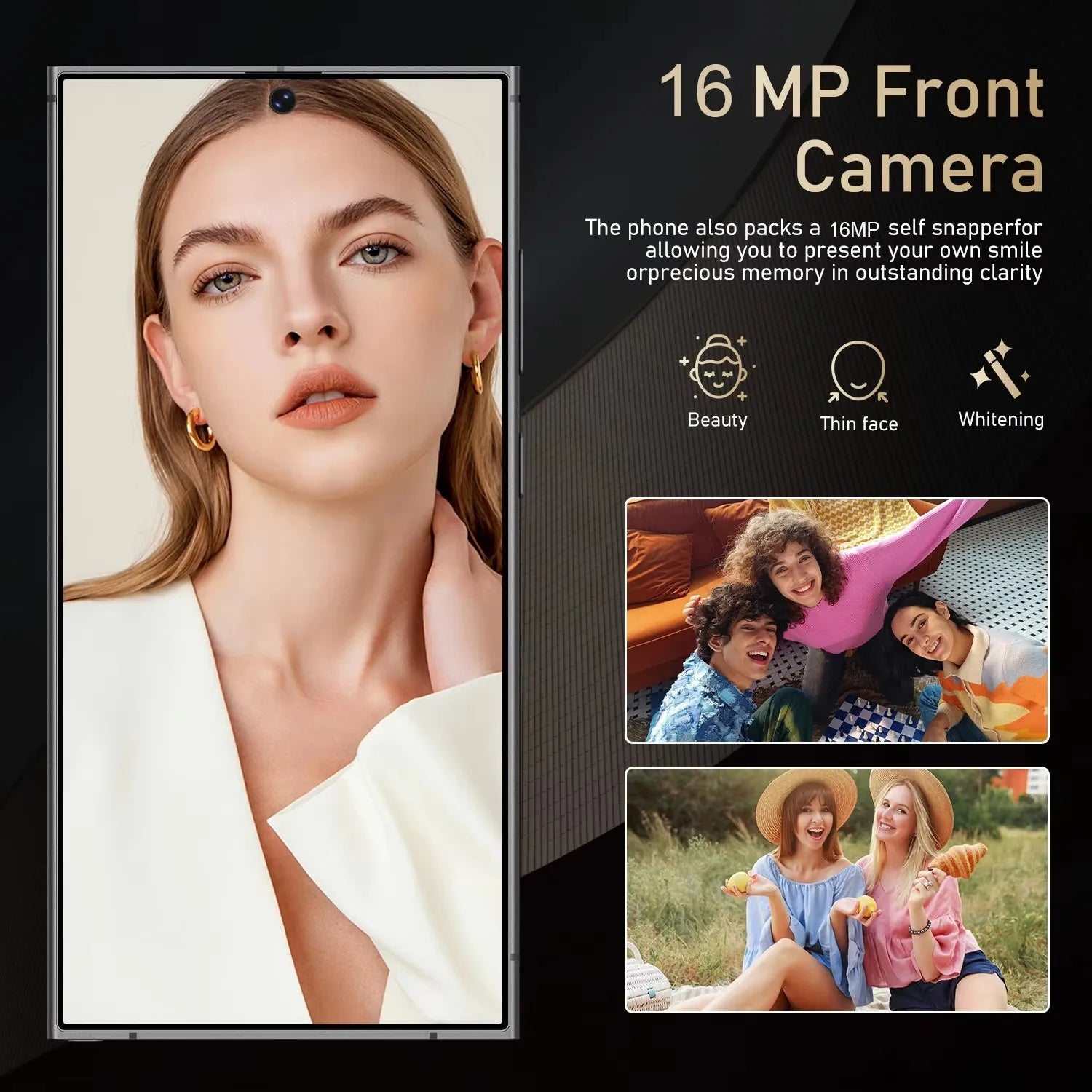 Tidesmit S25U Android smartphone with 4500mAh battery, 16MP+24MP camera, and fast charging in a sleek modern design.