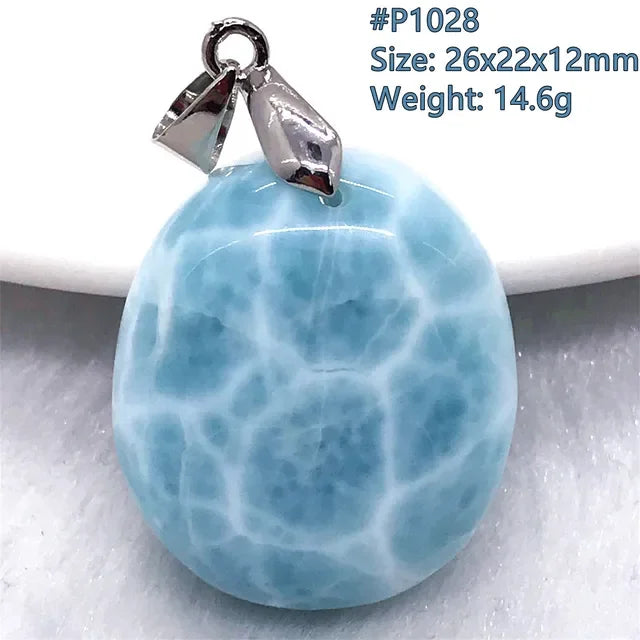 Natural Blue Larimar Trendy Necklace Pendant Women Men Gift Beads 925 Sterling Silver Dominica Water Drop Crystal Stone Jewelry