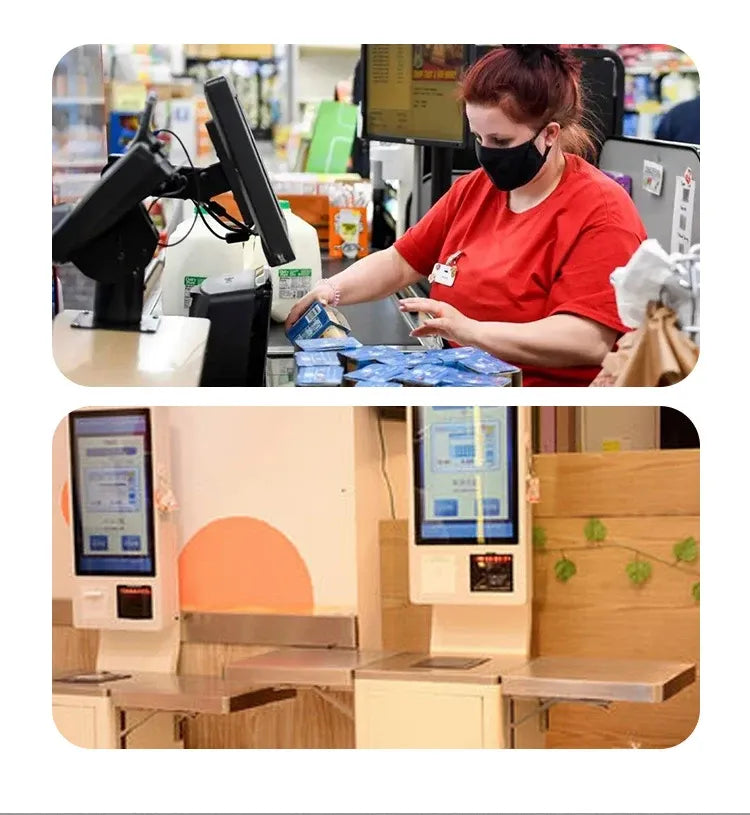Desktop scanner on checkout counter used by staff during package sorting