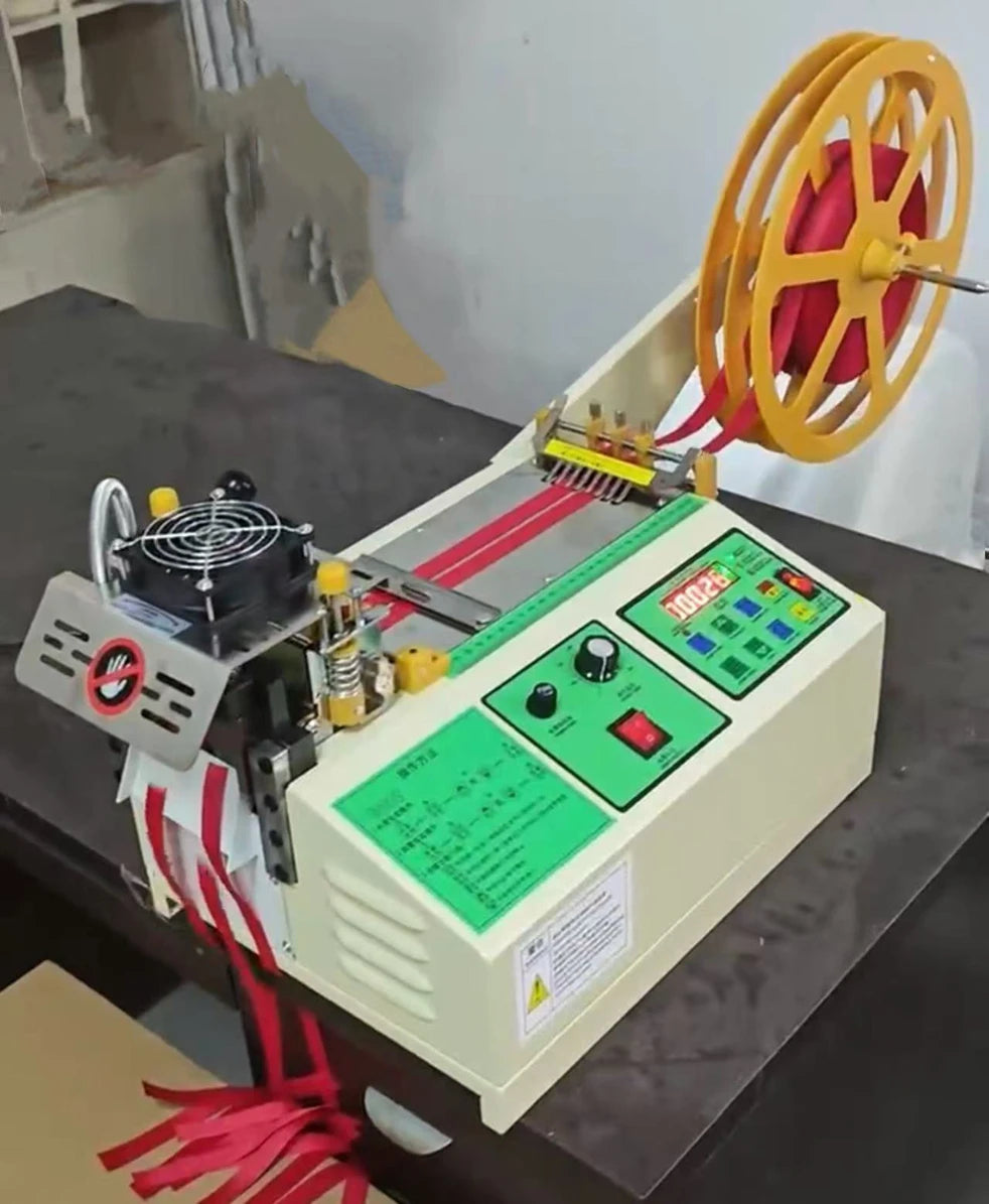 Automatic Electric Motor Nylon Polyester Hot Cutter Elastic Tape Cut Machine Webbing Ribbon Belt Chemical Paper Bags Food