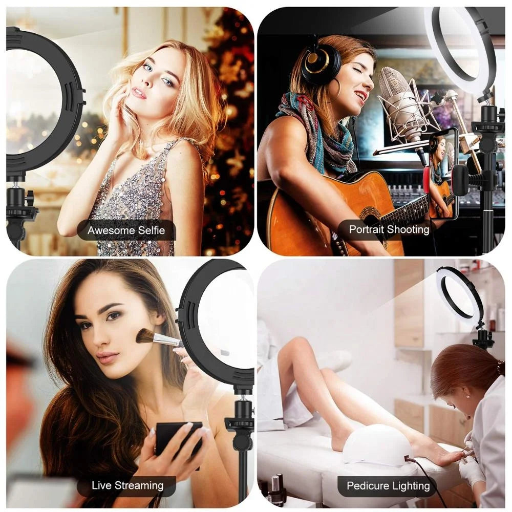 3 Phones Camera Led Photography Equipment Selfie Ring Light for Livestream Tidesmit