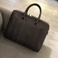 Luxury Embroidered Woven Leather Briefcase Men Imported Waxed Calfskin Slim Laptop Bag 13 Inch Business Office Handbag