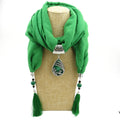 Four Seasons Luxury Solid Jewelry Statement Wild Necklace Scarves Head Scarf Silk Tassel Snood Scarves Women Head Hijab