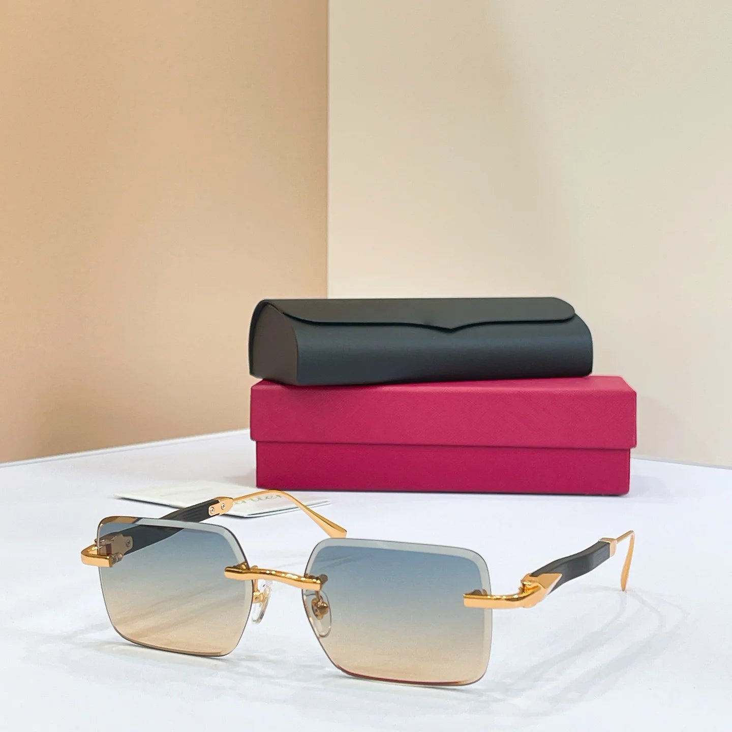 High-quality Luxury Designer Sunglasses-Polarized Lenses Rimless Frame-Light Weight Comfortable for Unisex Use-Trendy Logo