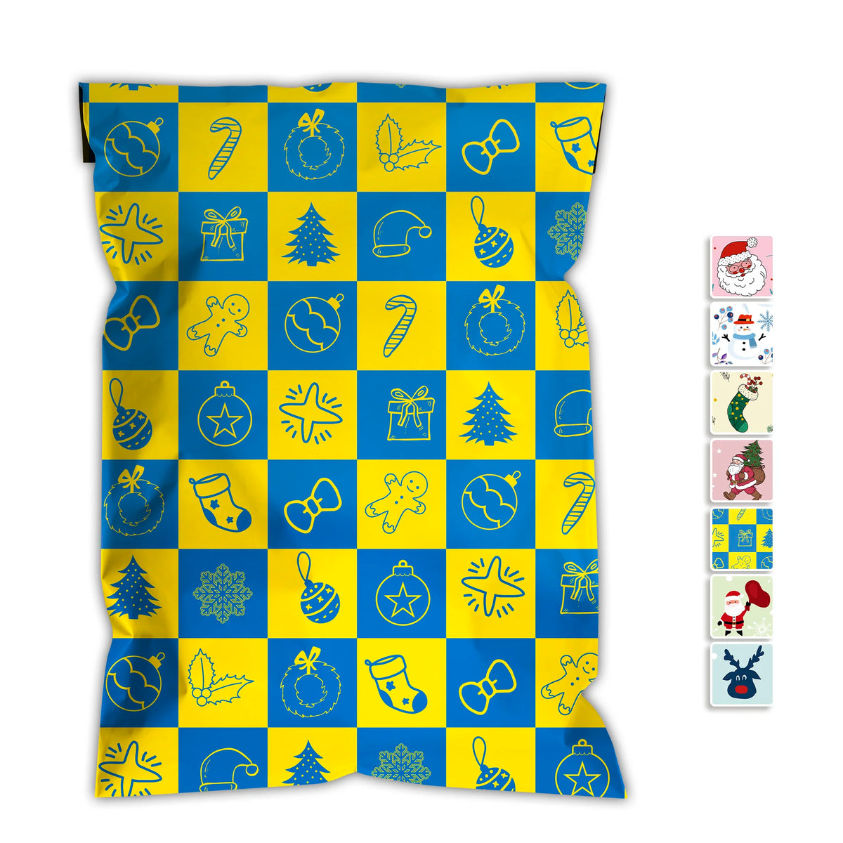 Christmas Checkered Printed Shipping Bags,2.4mil Thick Shipping Bags, Waterproof and Tear-Resistant Self-Sealing Packaging Bags