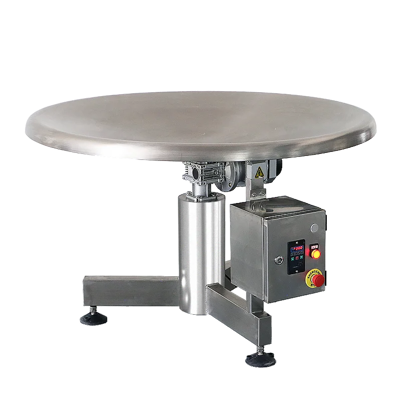 304 Stainless Steel Size Customized Speed Adjustable Turntable Rotary Accumulation Collecting Turning Packing Collection Table
