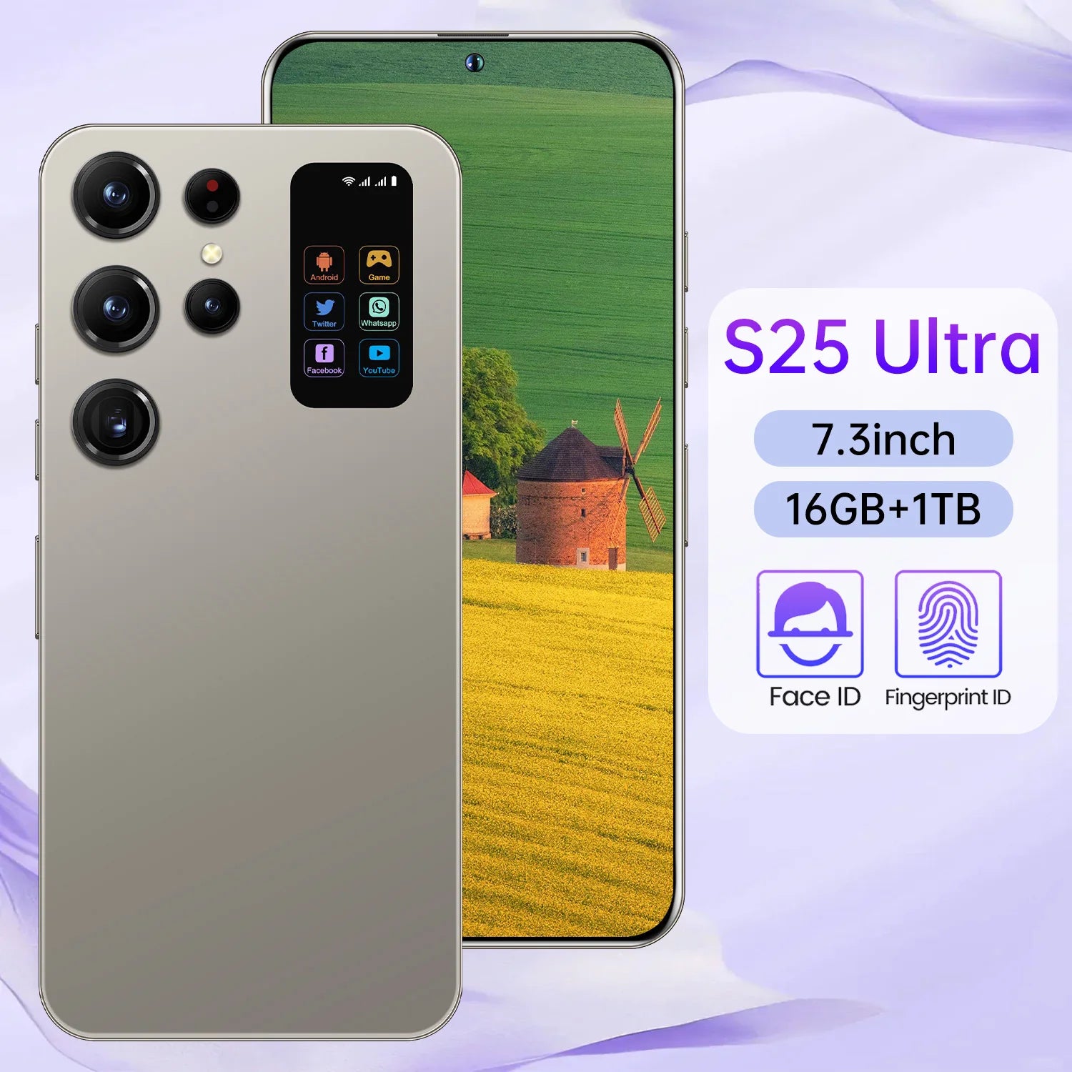 5G Smartphone 7.3 Inch 1TB Storage 16GB RAM Dual SIM Gray Tidesmit