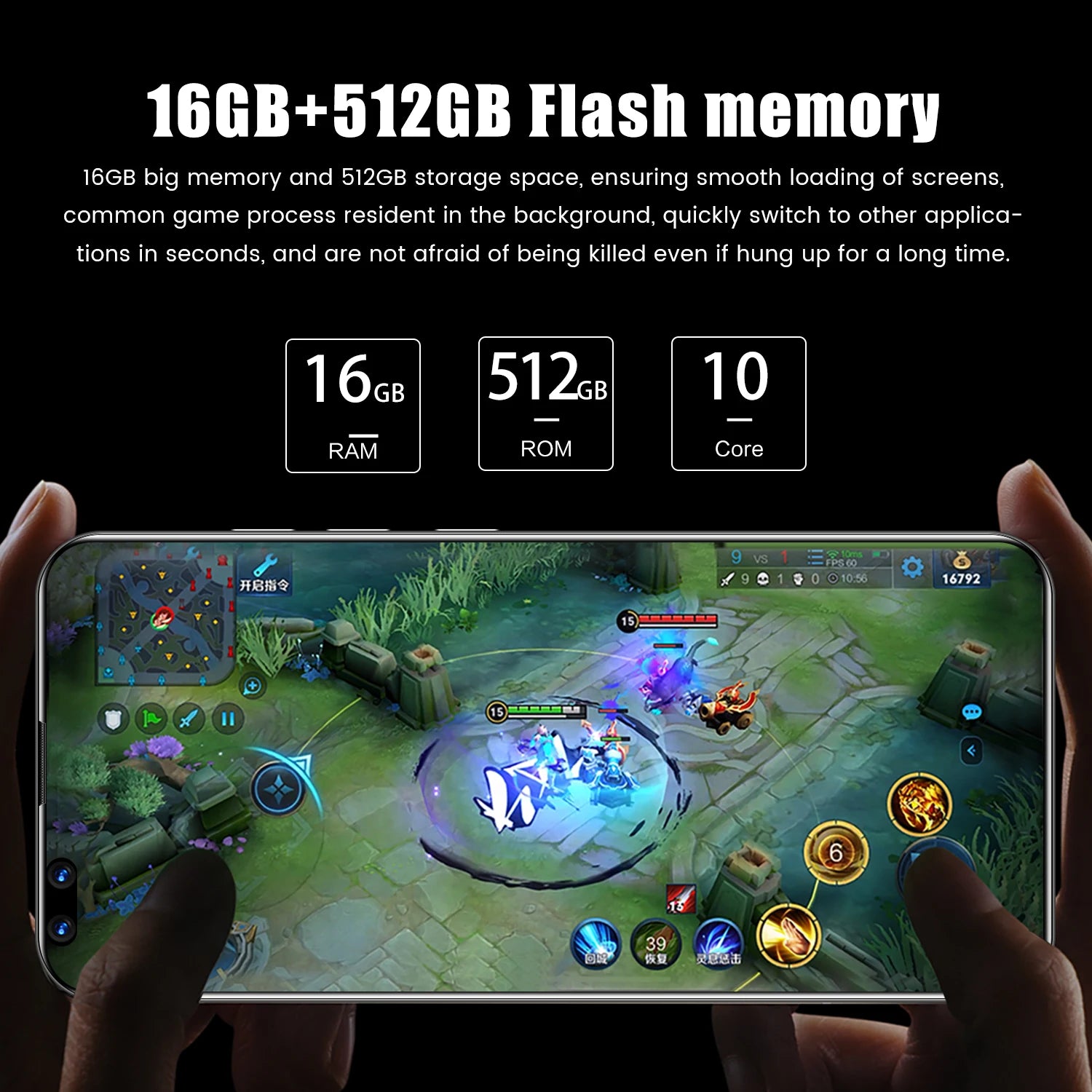 New P60 Pro 7.8 Inch 10 Core Smart Phone 16GB+512GB 4K HD GPS Navigation 5G Android SmartPhone 40+48MP Game Mobile Phone - Tidesmit